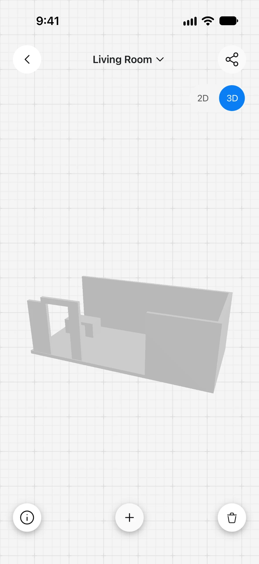 Omnos 3D capture view showing a scanned living room